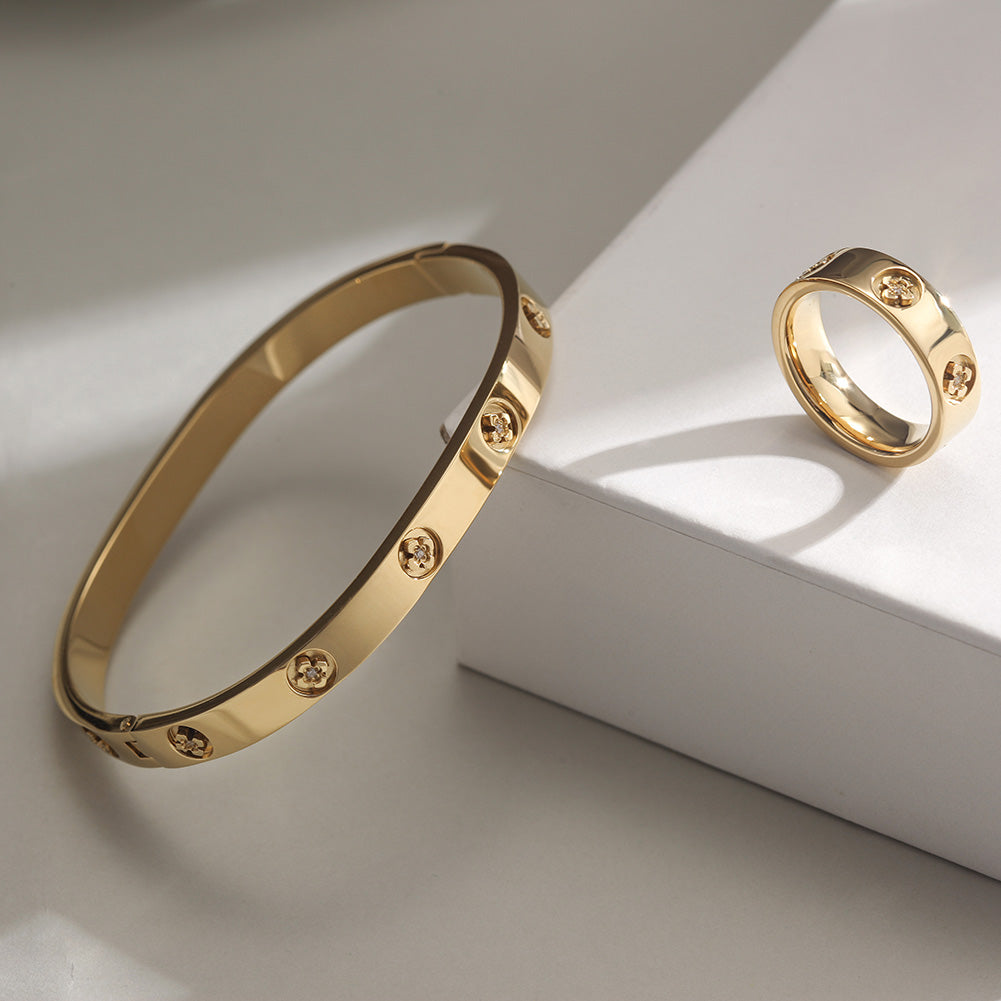 Flower zircon ring-NSR166STGCZD