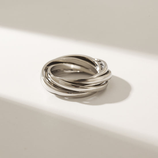 Silver Fried Dough Twists Ring-NSR202STWG
