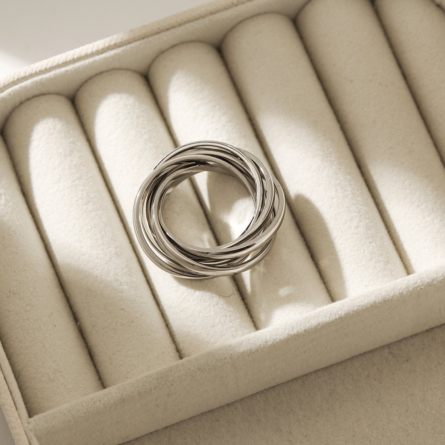 Silver Fried Dough Twists Ring-NSR202STWG