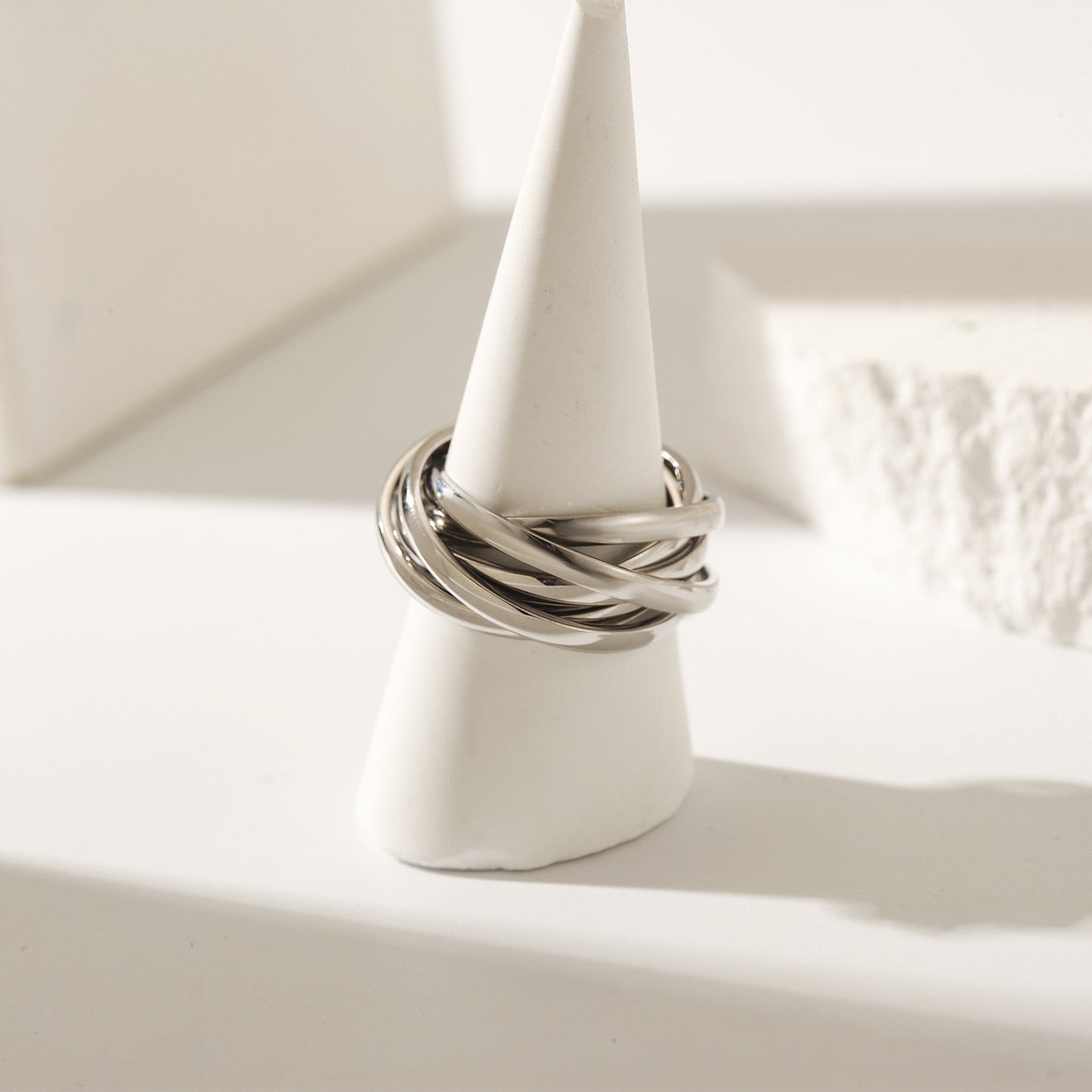 Silver Fried Dough Twists Ring-NSR202STWG