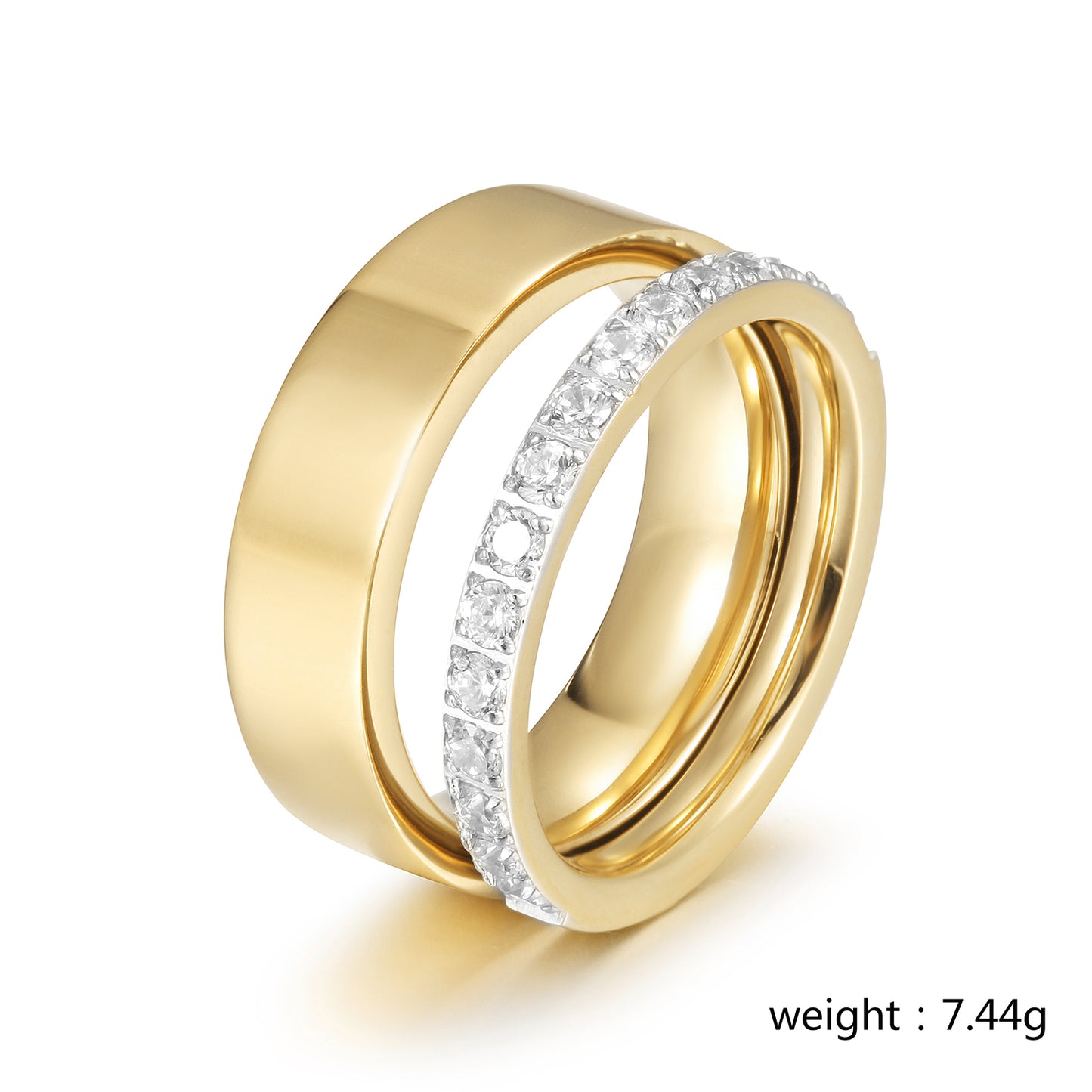 Golden hollowed out zircon ring-NSR203STGCZD