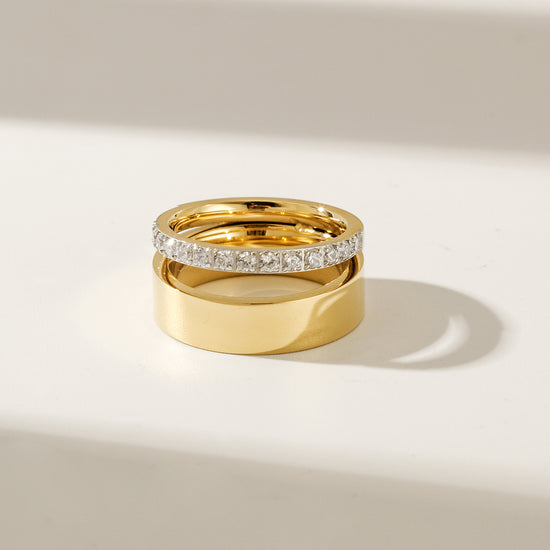 Golden hollowed out zircon ring-NSR203STGCZD
