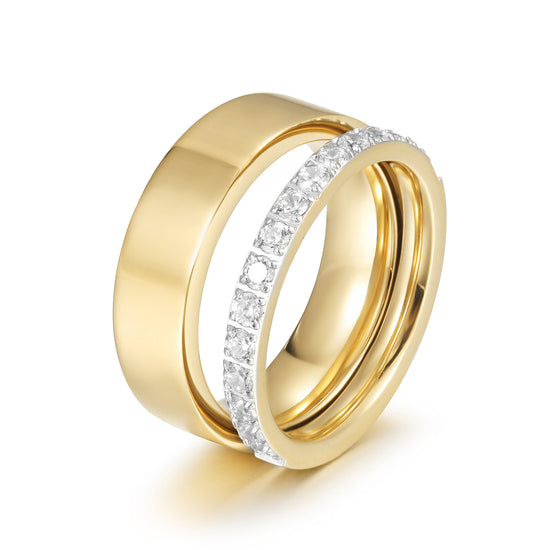 Golden hollowed out zircon ring-NSR203STGCZD