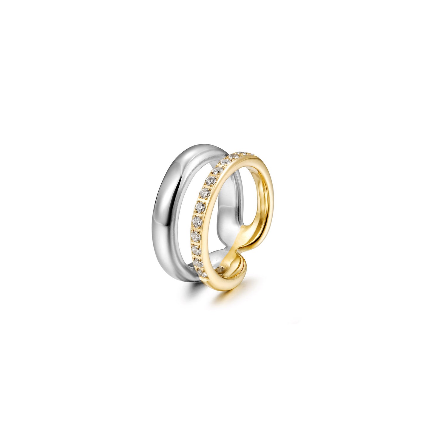 Intercolor hollow stainless steel ring-NSR254STMCZD
