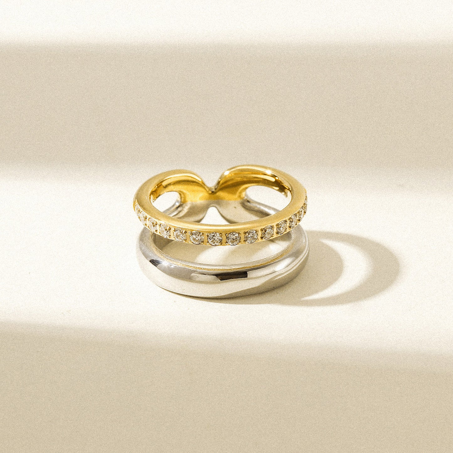Intercolor hollow stainless steel ring-NSR254STMCZD