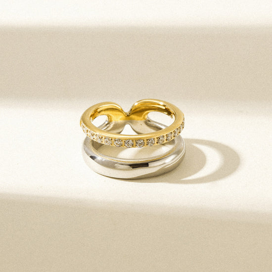 Intercolor hollow stainless steel ring-NSR254STMCZD