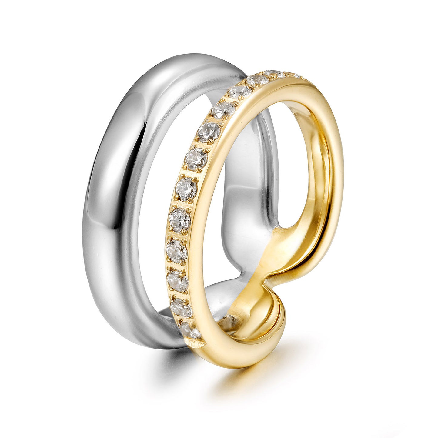 Intercolor hollow stainless steel ring-NSR254STMCZD