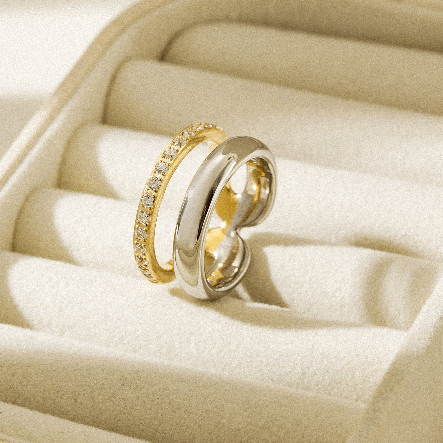 Intercolor hollow stainless steel ring-NSR254STMCZD