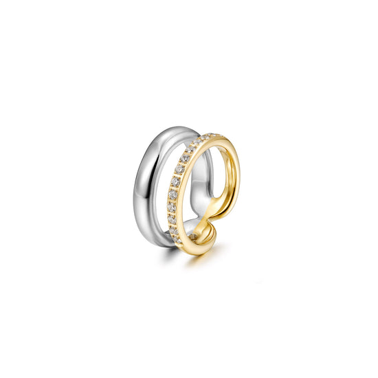 Intercolor hollow stainless steel ring-NSR254STMCZD
