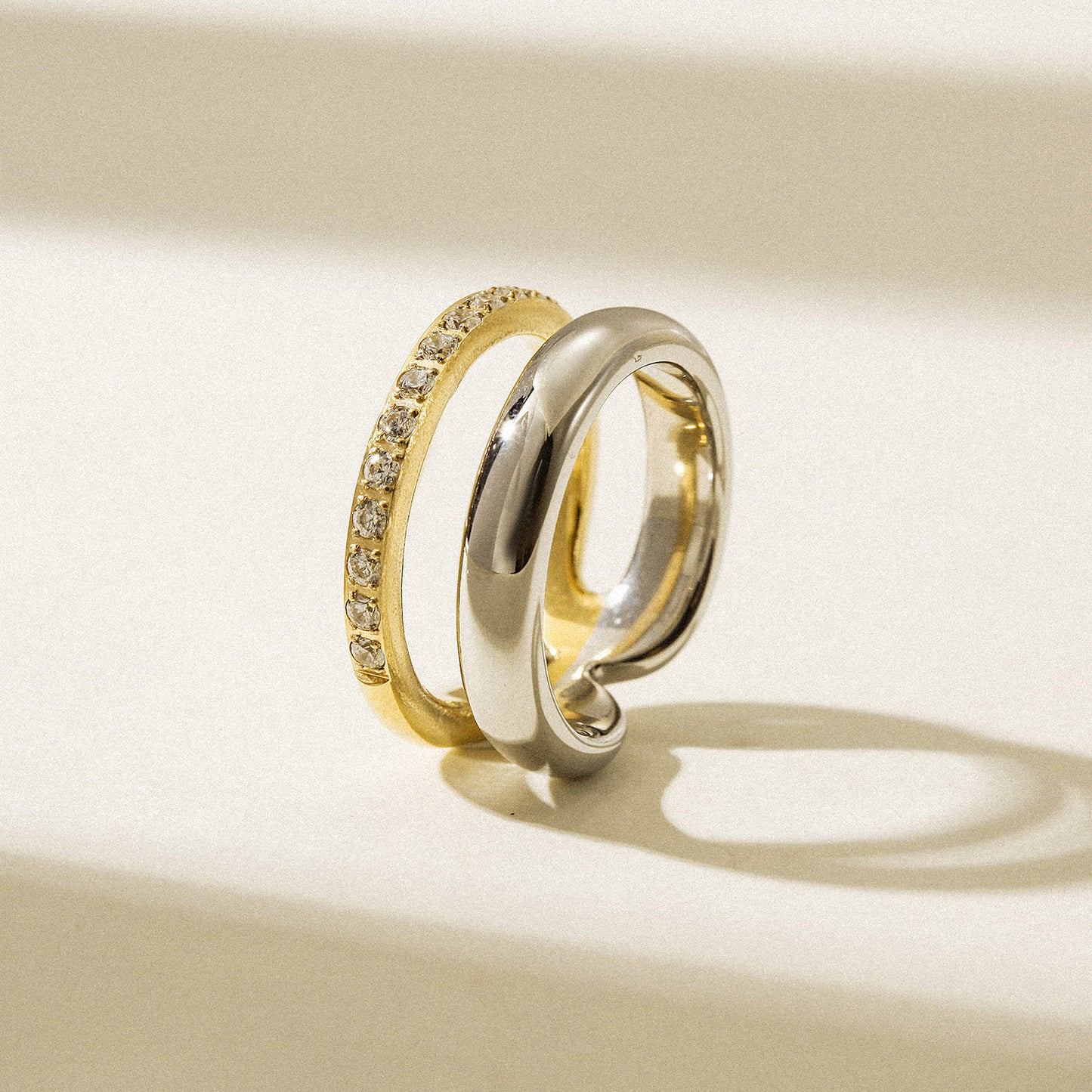 Intercolor hollow stainless steel ring-NSR254STMCZD