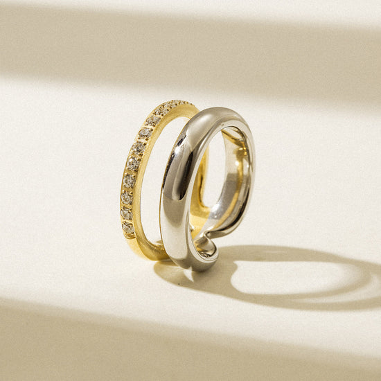 Intercolor hollow stainless steel ring-NSR254STMCZD