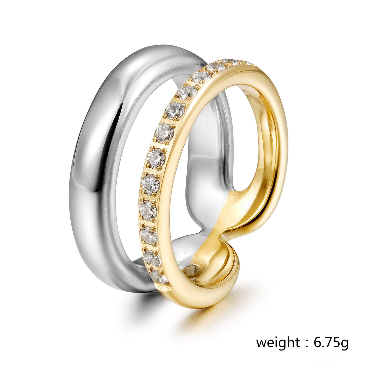 Intercolor hollow stainless steel ring-NSR254STMCZD
