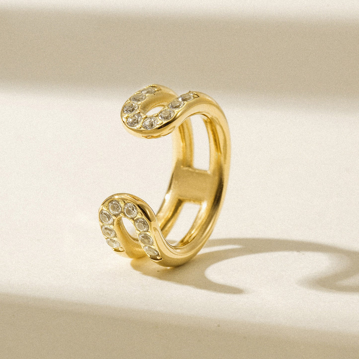 C-shaped hollow full diamond ring-NSR255STGCZD