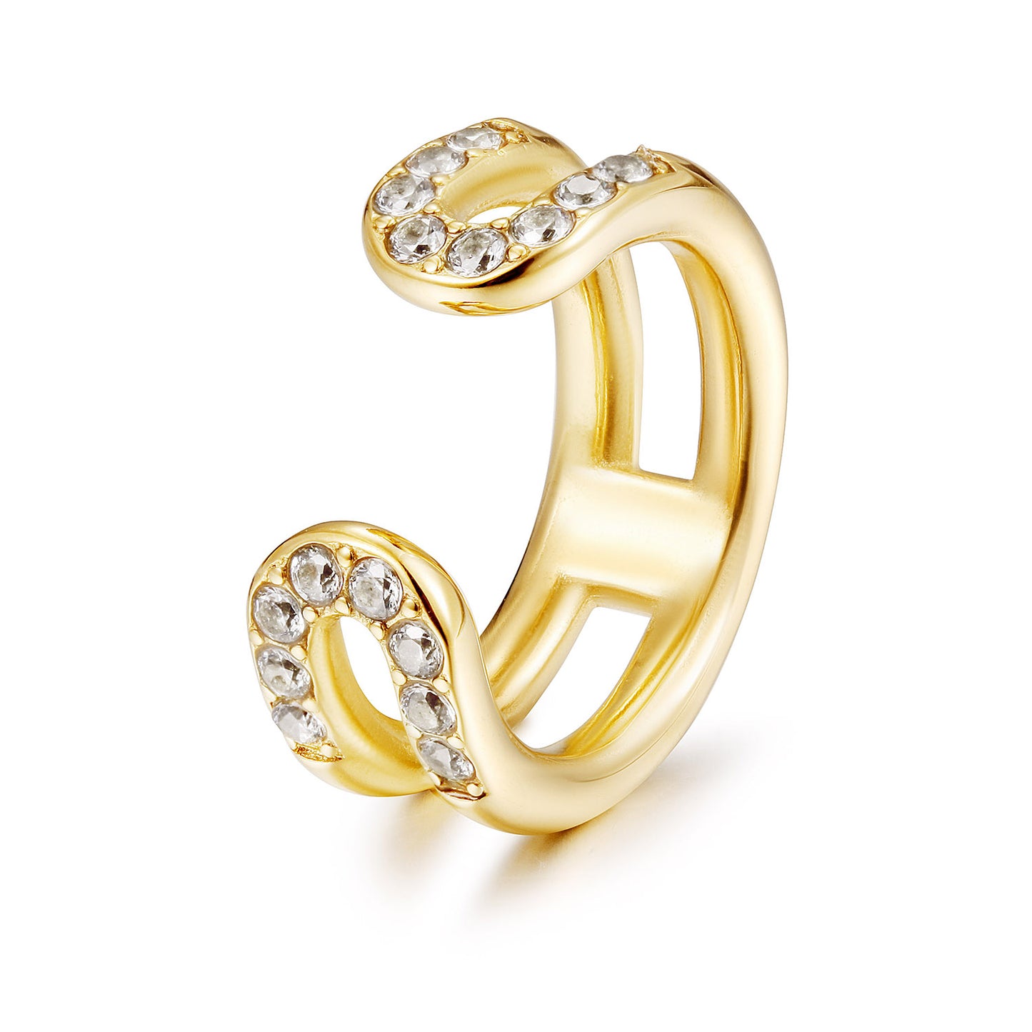 C-shaped hollow full diamond ring-NSR255STGCZD