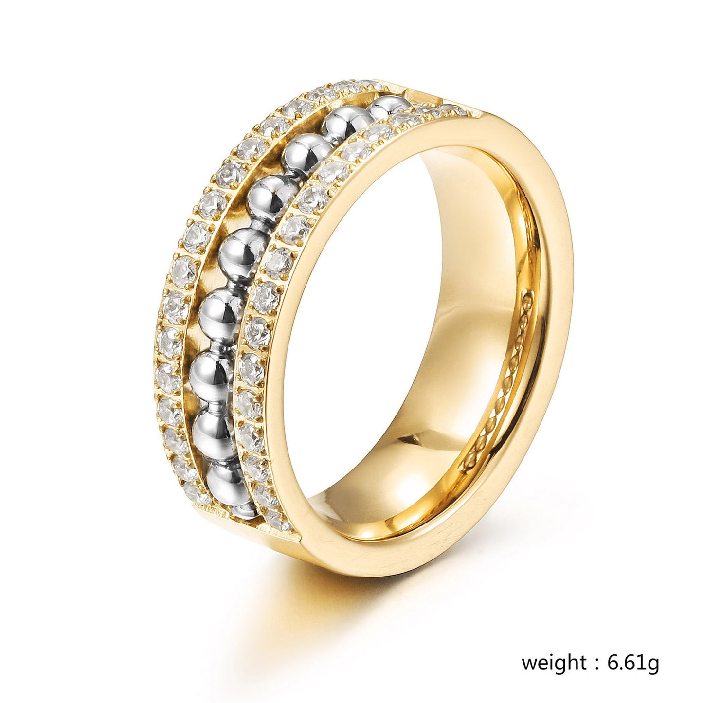 Round bead zircon ring-NSR258STGC