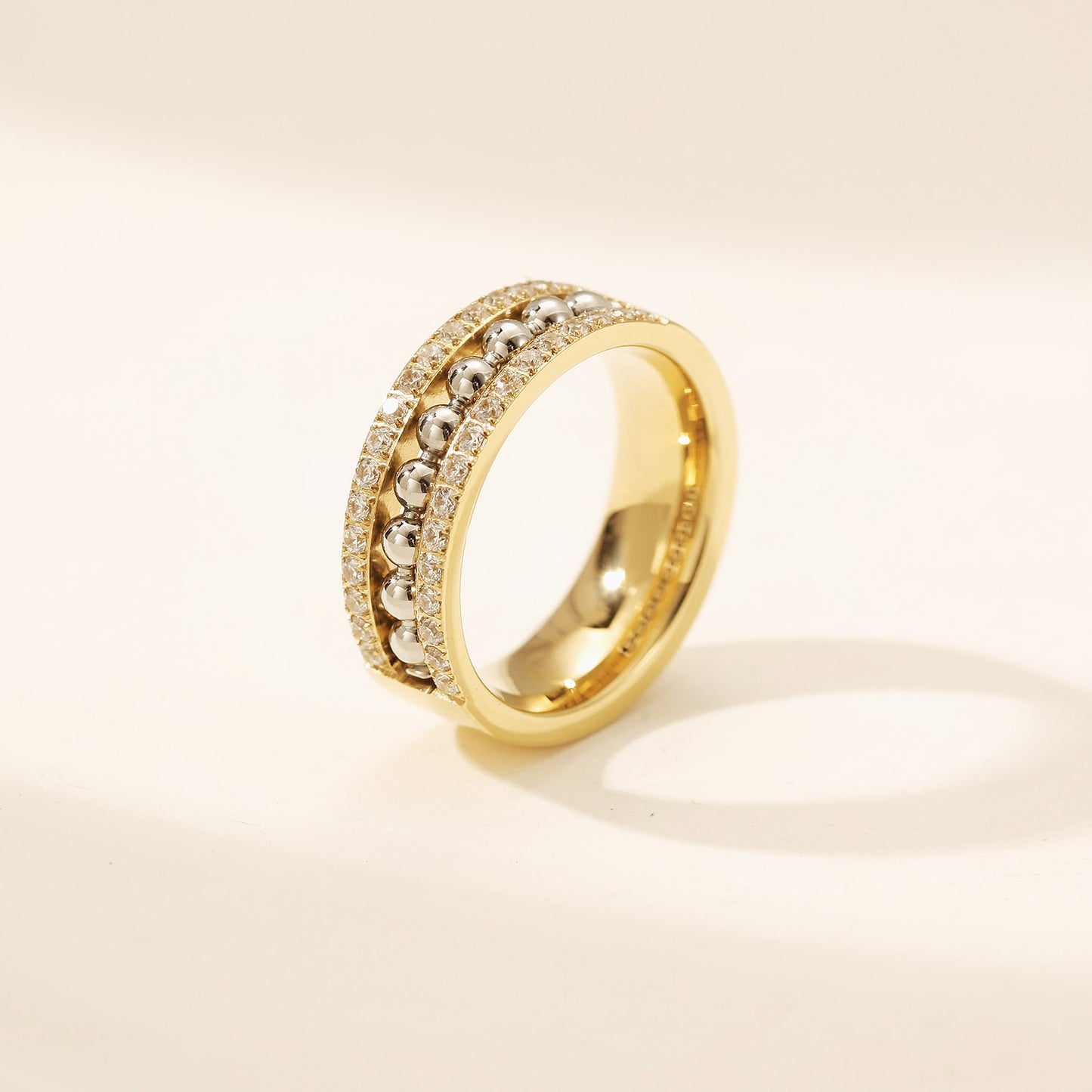 Round bead zircon ring-NSR258STGC