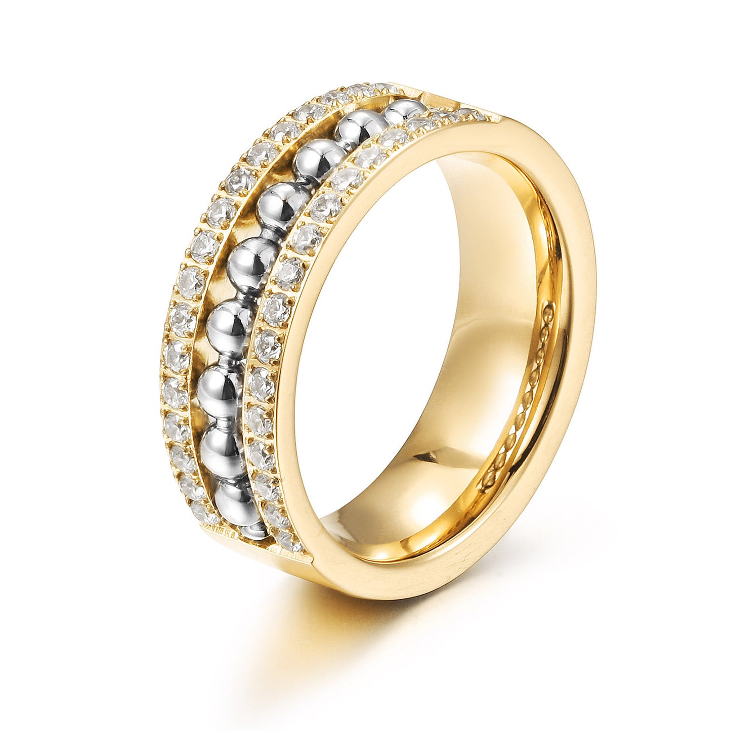 Round bead zircon ring-NSR258STGC