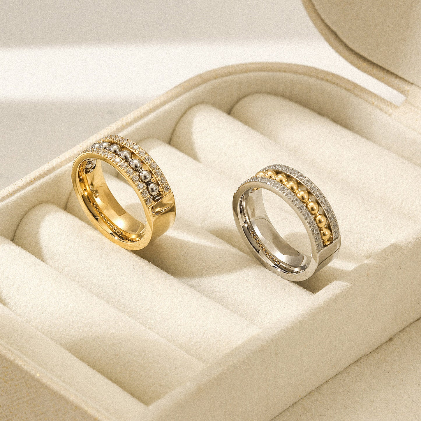 Round bead zircon ring-NSR258STGC
