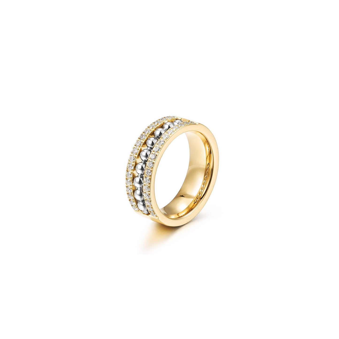 Round bead zircon ring-NSR258STGC