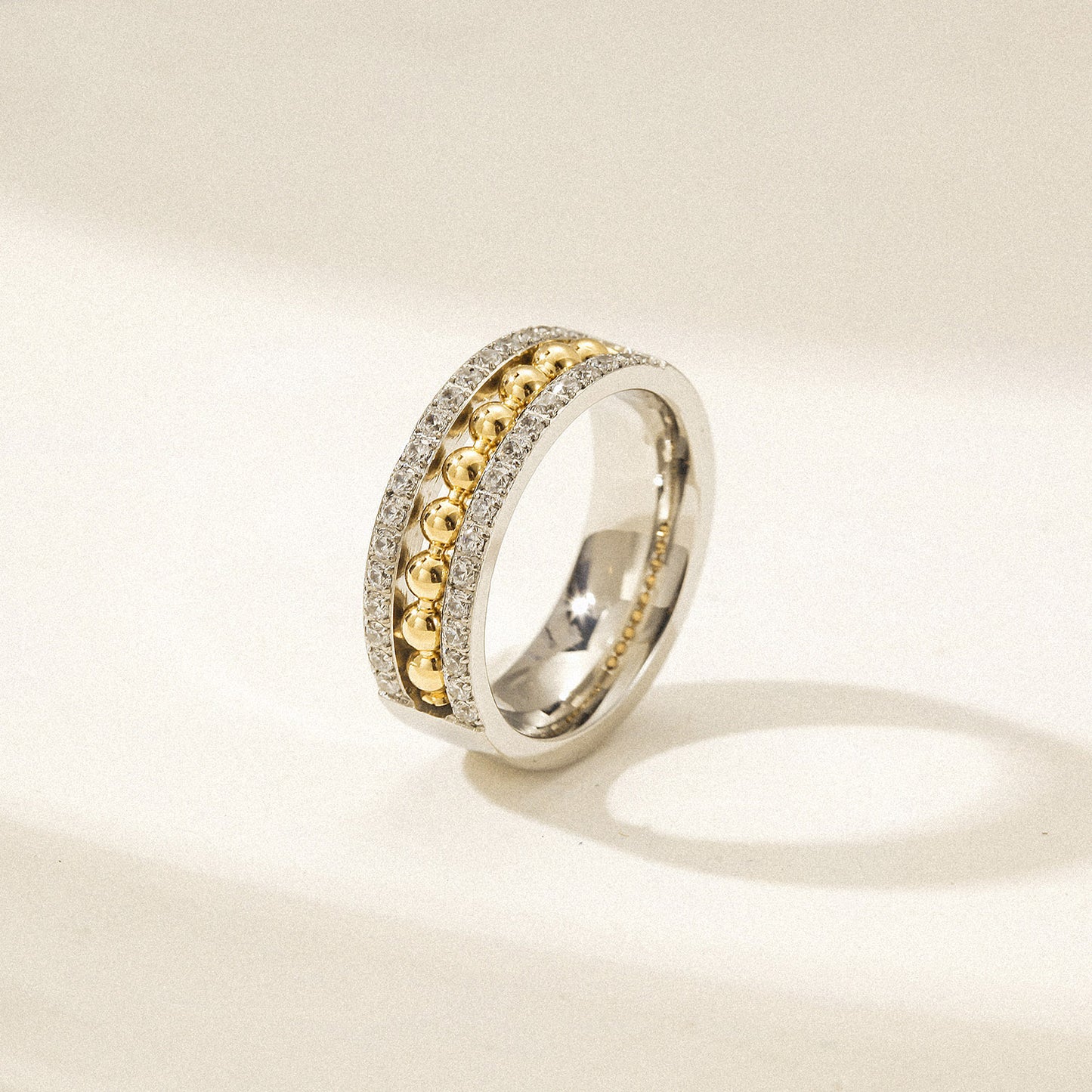 Round bead zircon ring-NSR258STWG