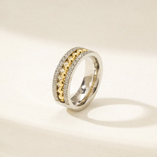 Round bead zircon ring-NSR258STWG