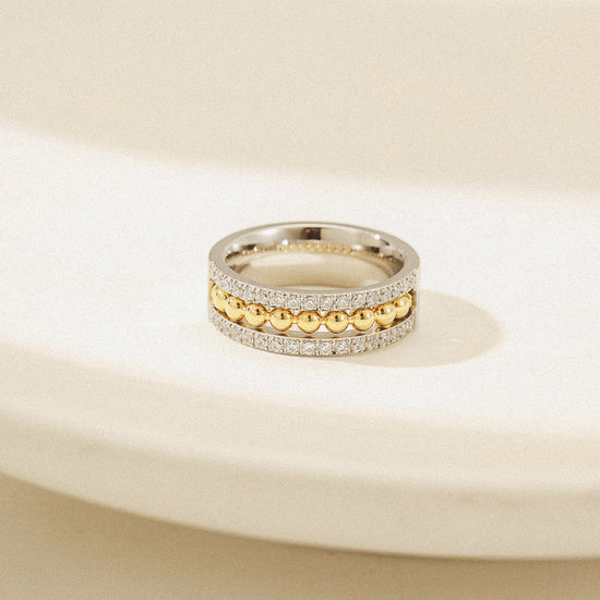 Round bead zircon ring-NSR258STWG