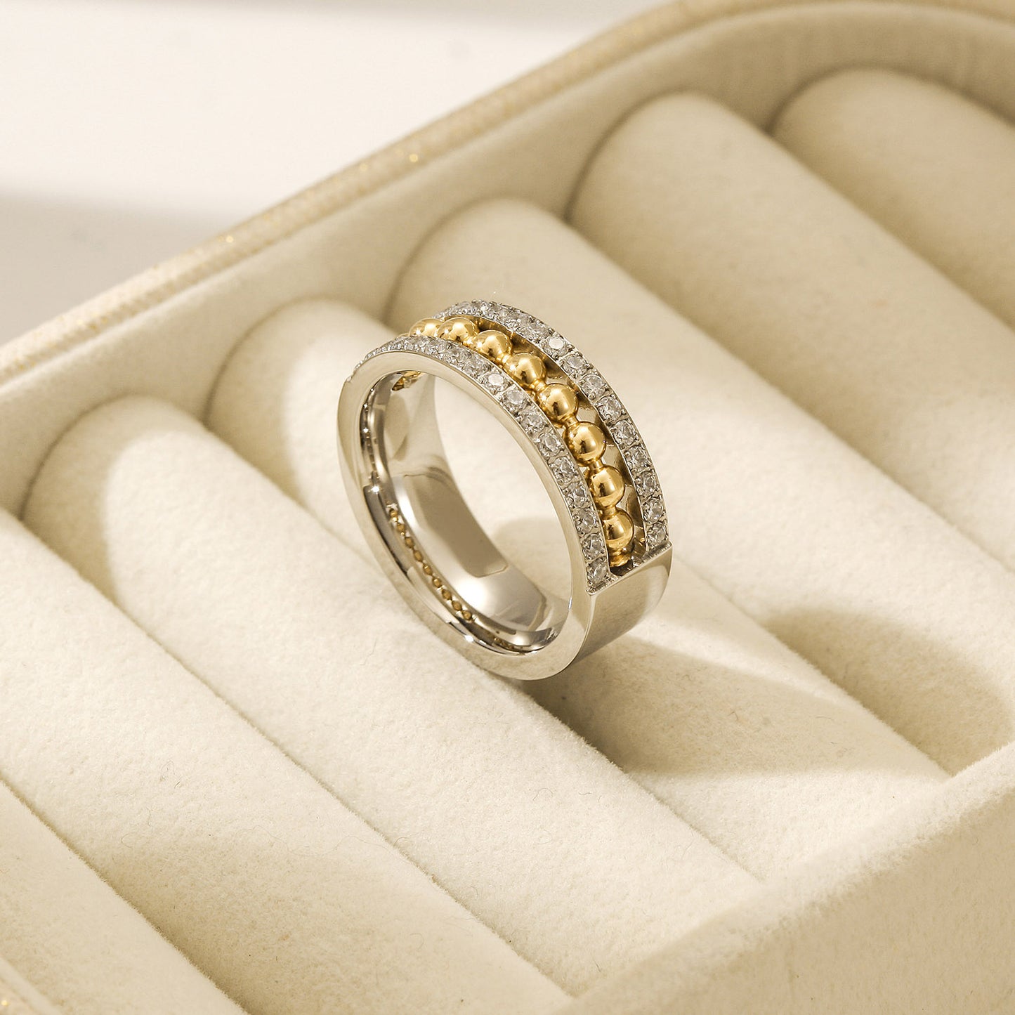 Round bead zircon ring-NSR258STWG