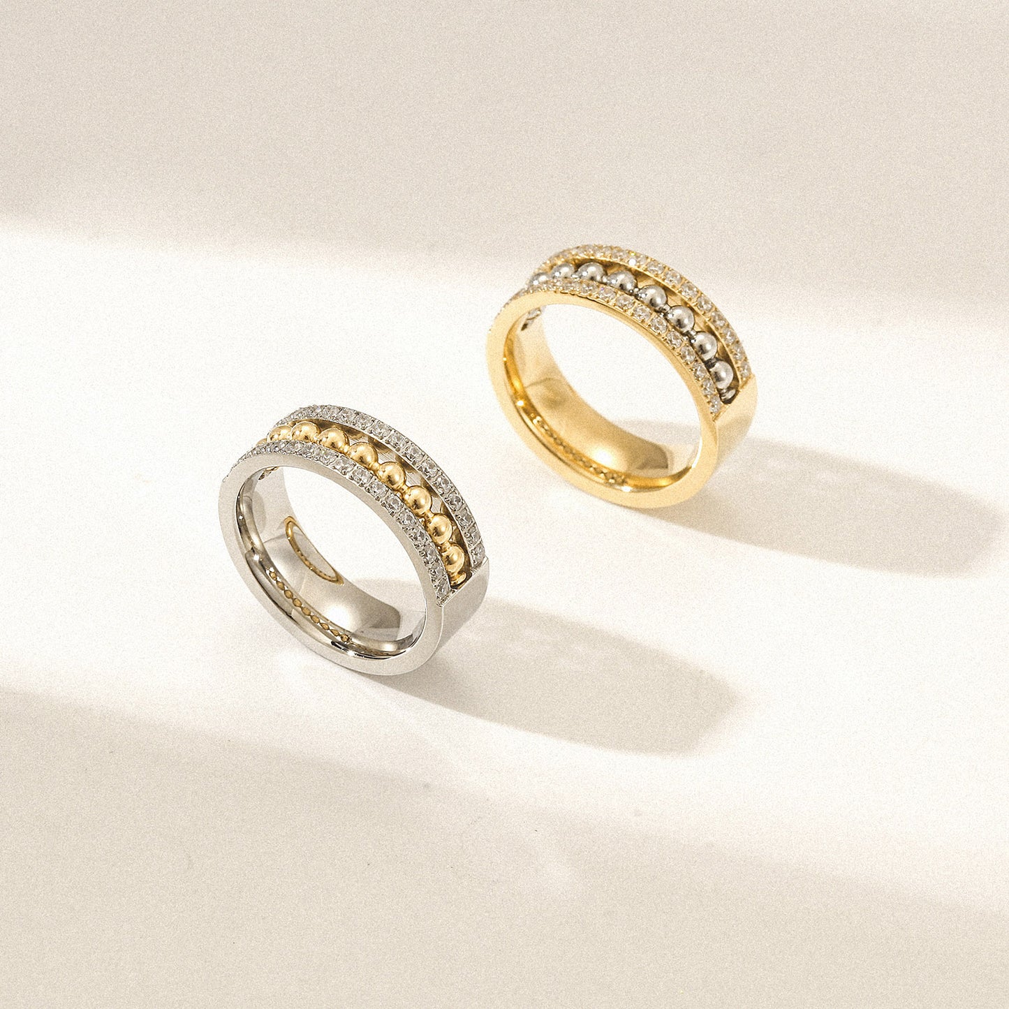Round bead zircon ring-NSR258STWG