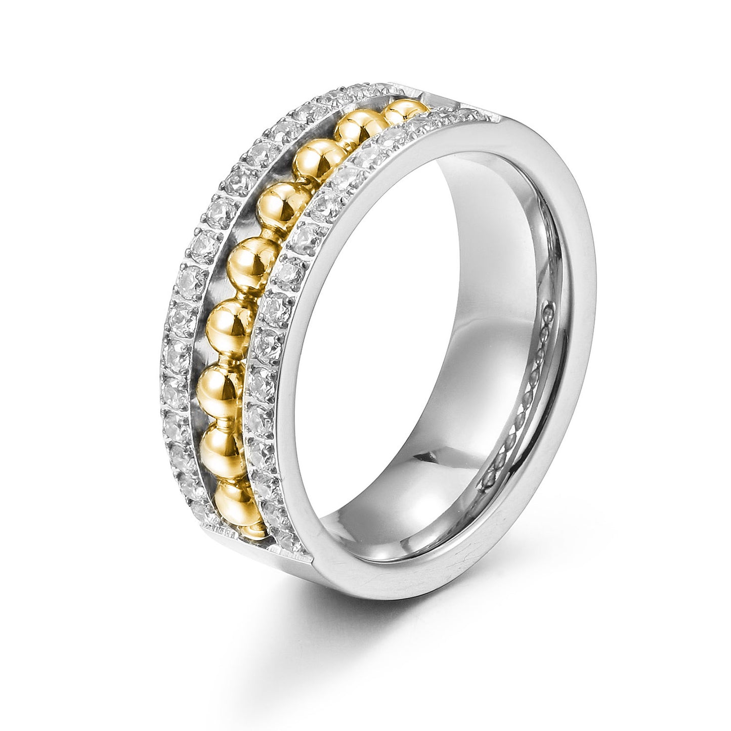 Round bead zircon ring-NSR258STWG