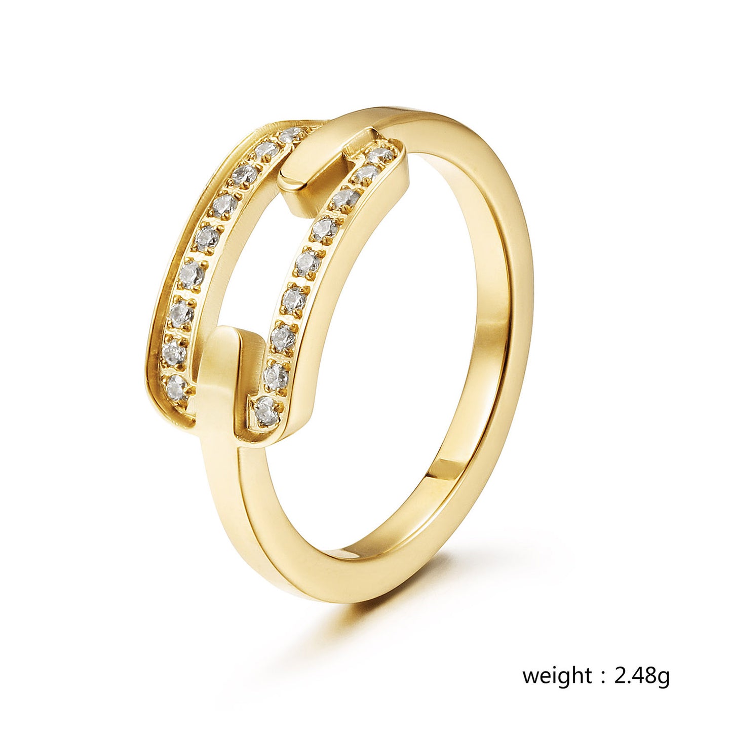 Square hollow zircon ring-NSR259STGC