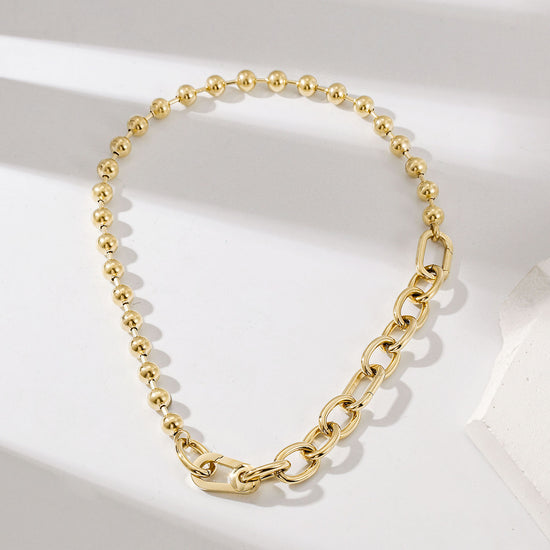 Gold Bold Link & Bead Necklace
