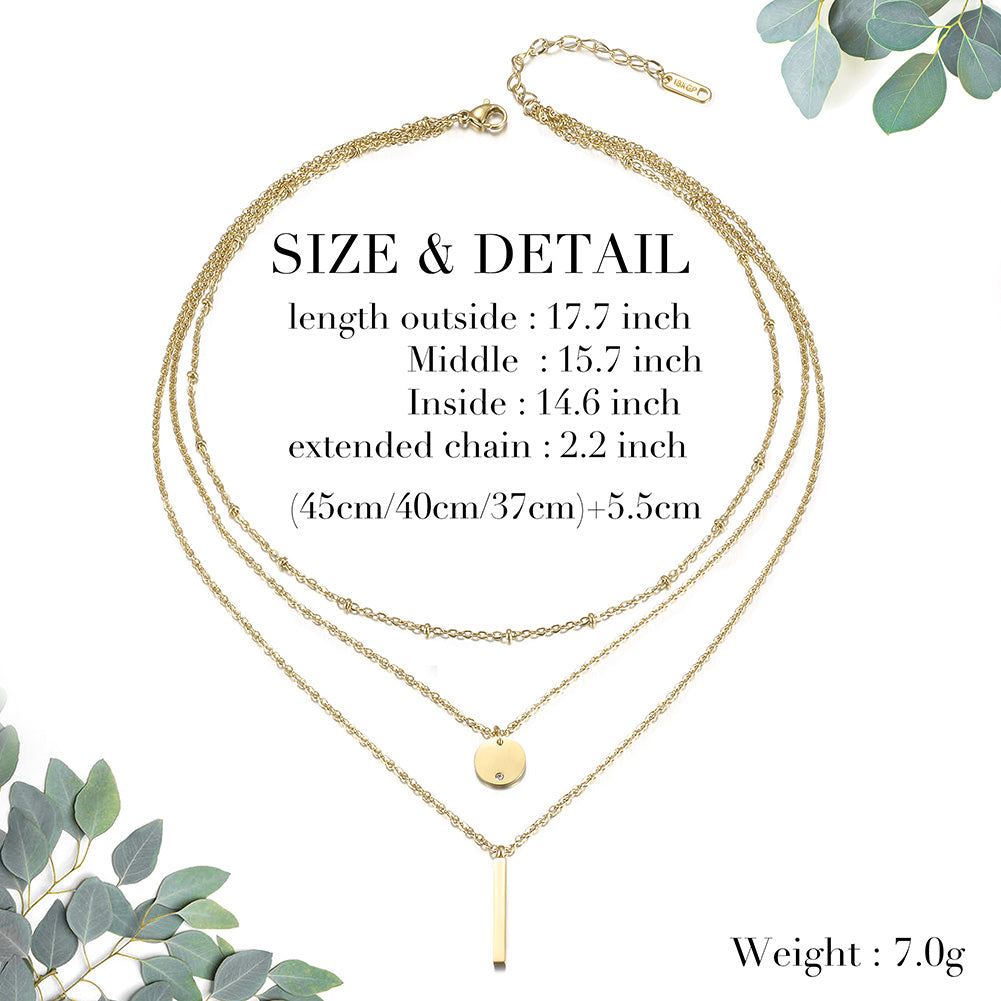Layered Geometric Necklace - NSSN308STGC