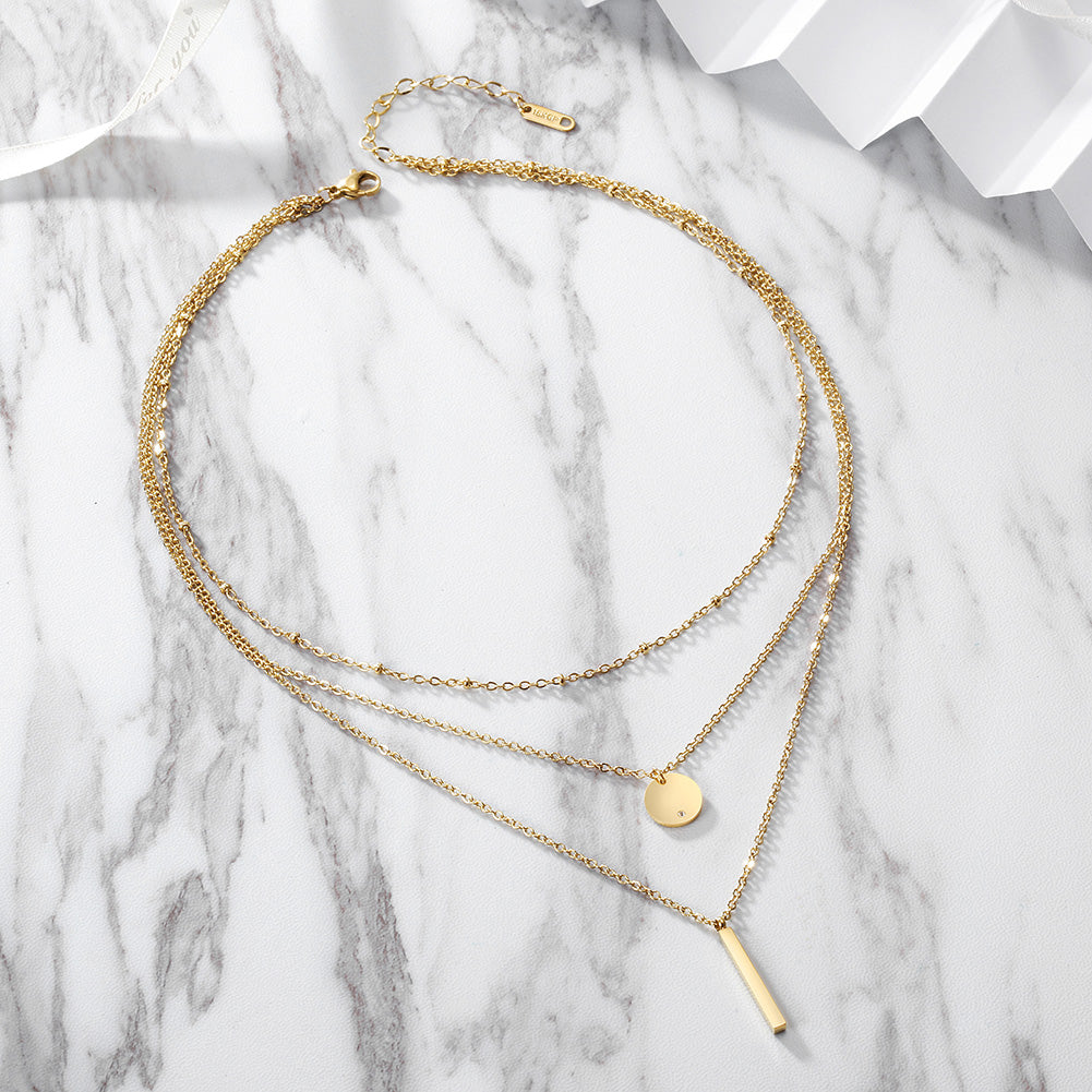 Layered Geometric Necklace - NSSN308STGC