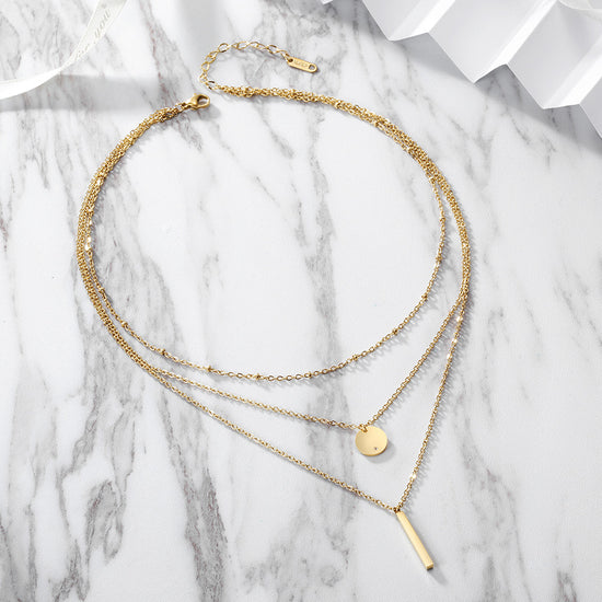 Layered Geometric Necklace - NSSN308STGC