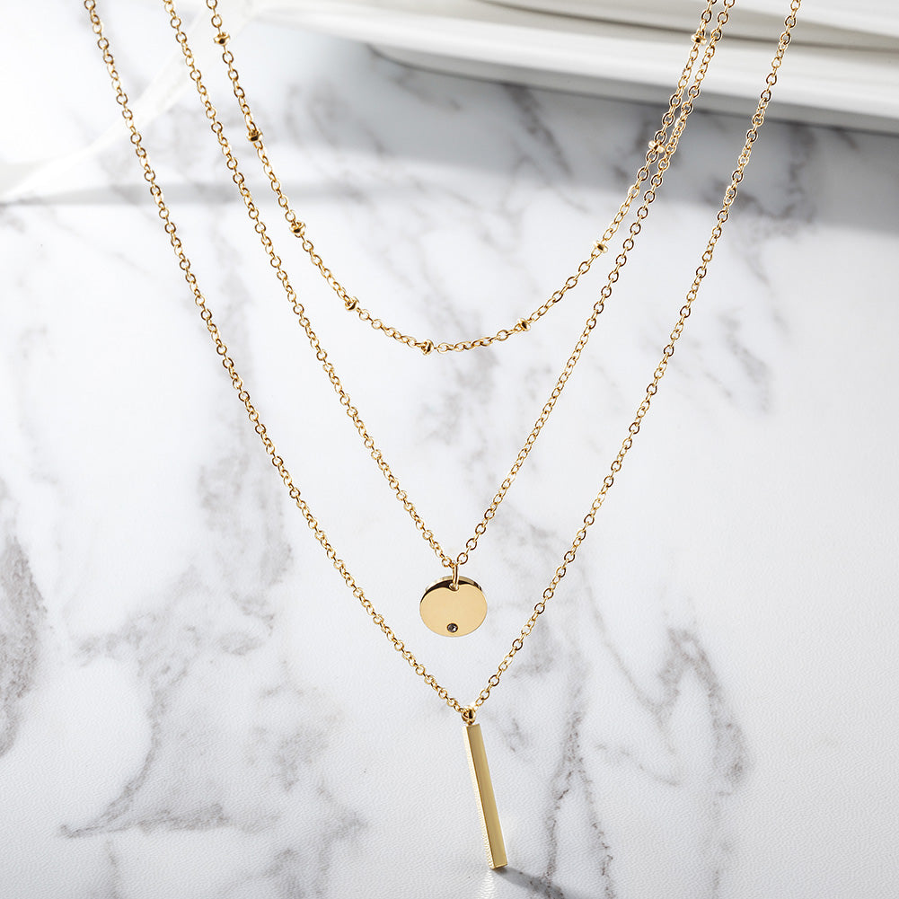 Layered Geometric Necklace - NSSN308STGC