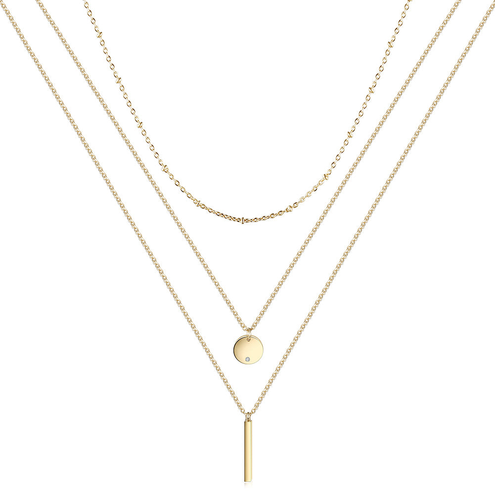 Layered Geometric Necklace - NSSN308STGC