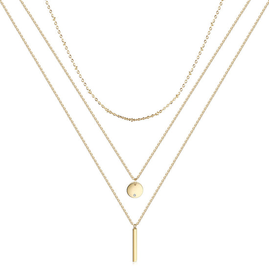 Layered Geometric Necklace - NSSN308STGC