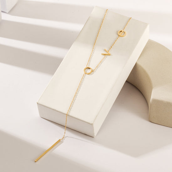 Letter LOVE necklace-NSSN458STGC-L