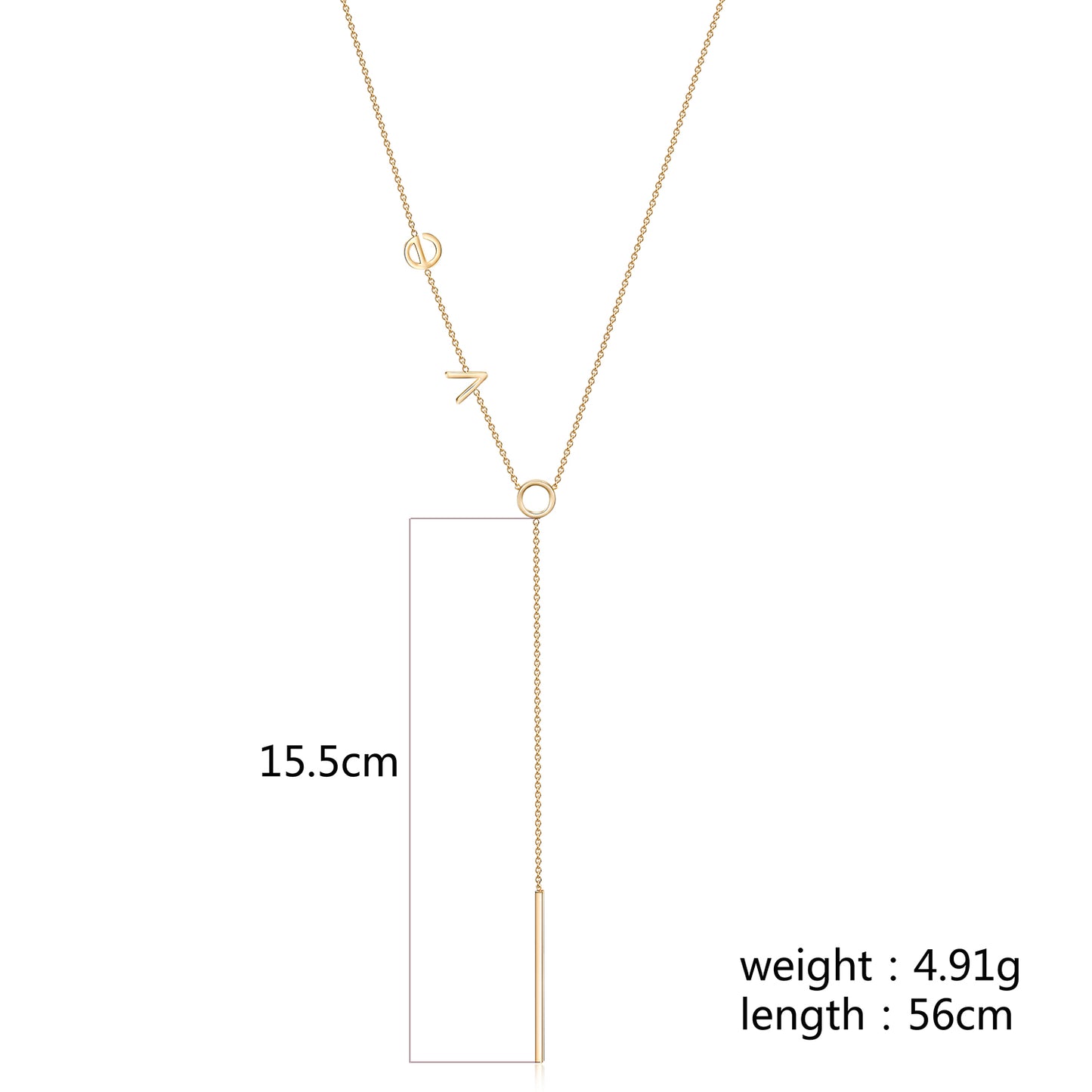 Letter LOVE necklace-NSSN458STGC-L