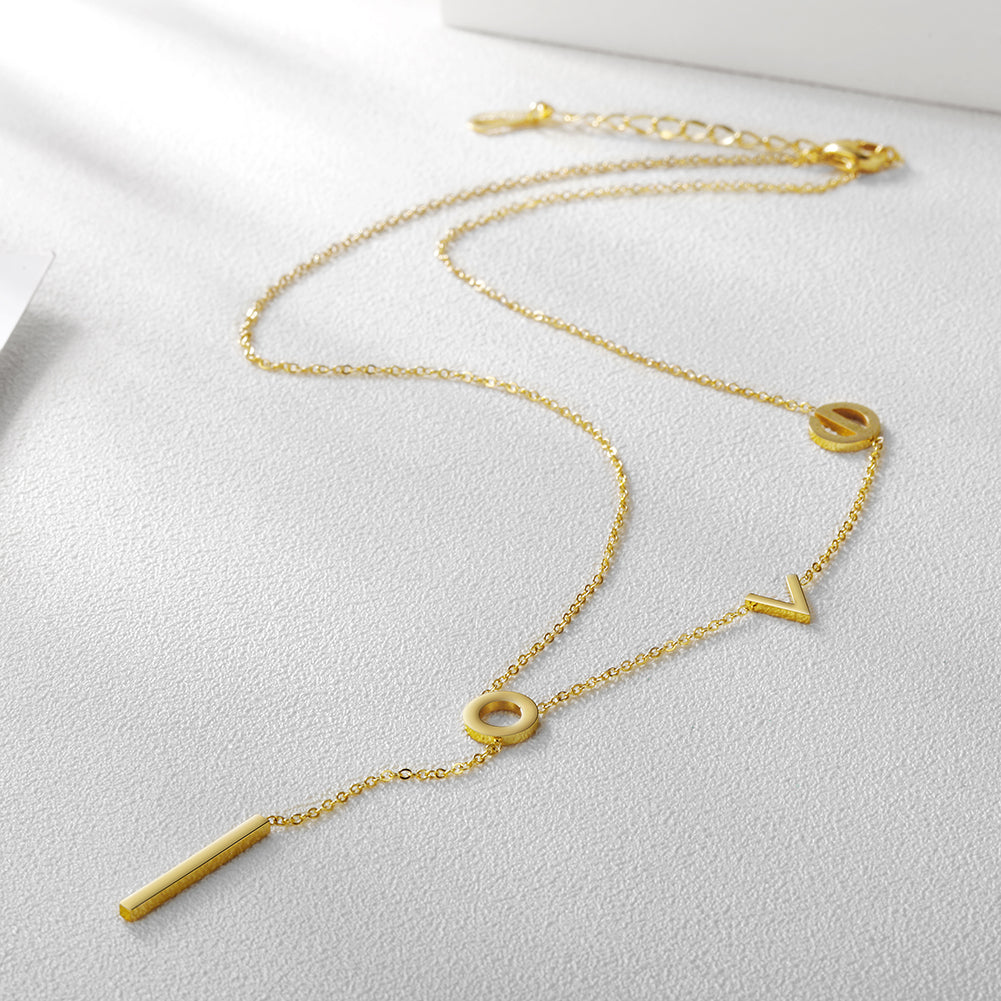 Letter LOVE necklace-NSSN458ST-New