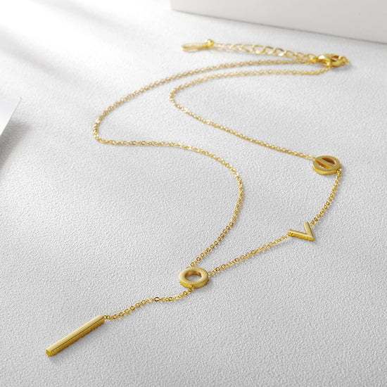 Letter LOVE necklace-NSSN458ST-New
