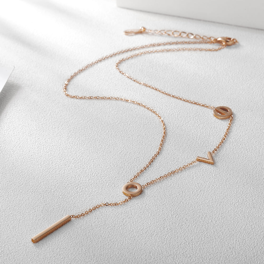 Letter LOVE necklace-NSSN458ST-New