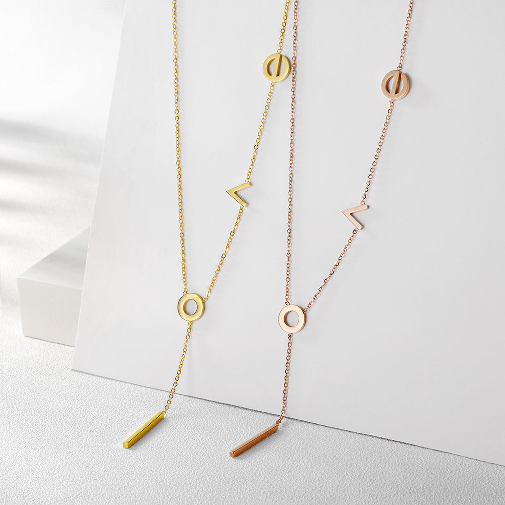 Letter LOVE necklace-NSSN458ST-New