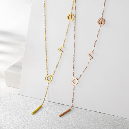 Letter LOVE necklace-NSSN458ST-New