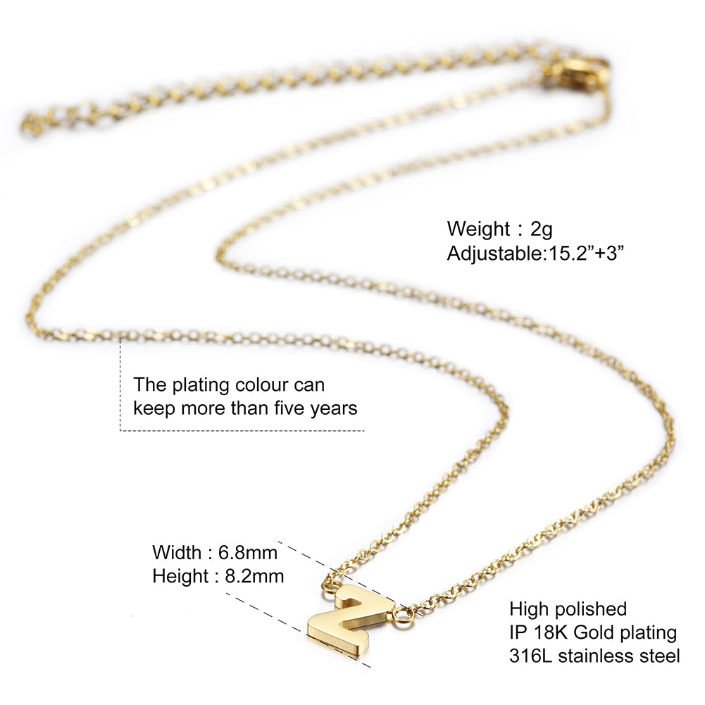 Z Letter Pendant Necklace - NSSN499STGC-Z