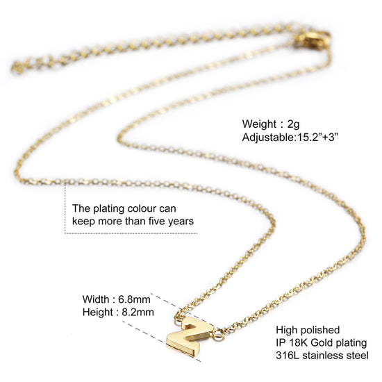 Z Letter Pendant Necklace - NSSN499STGC-Z