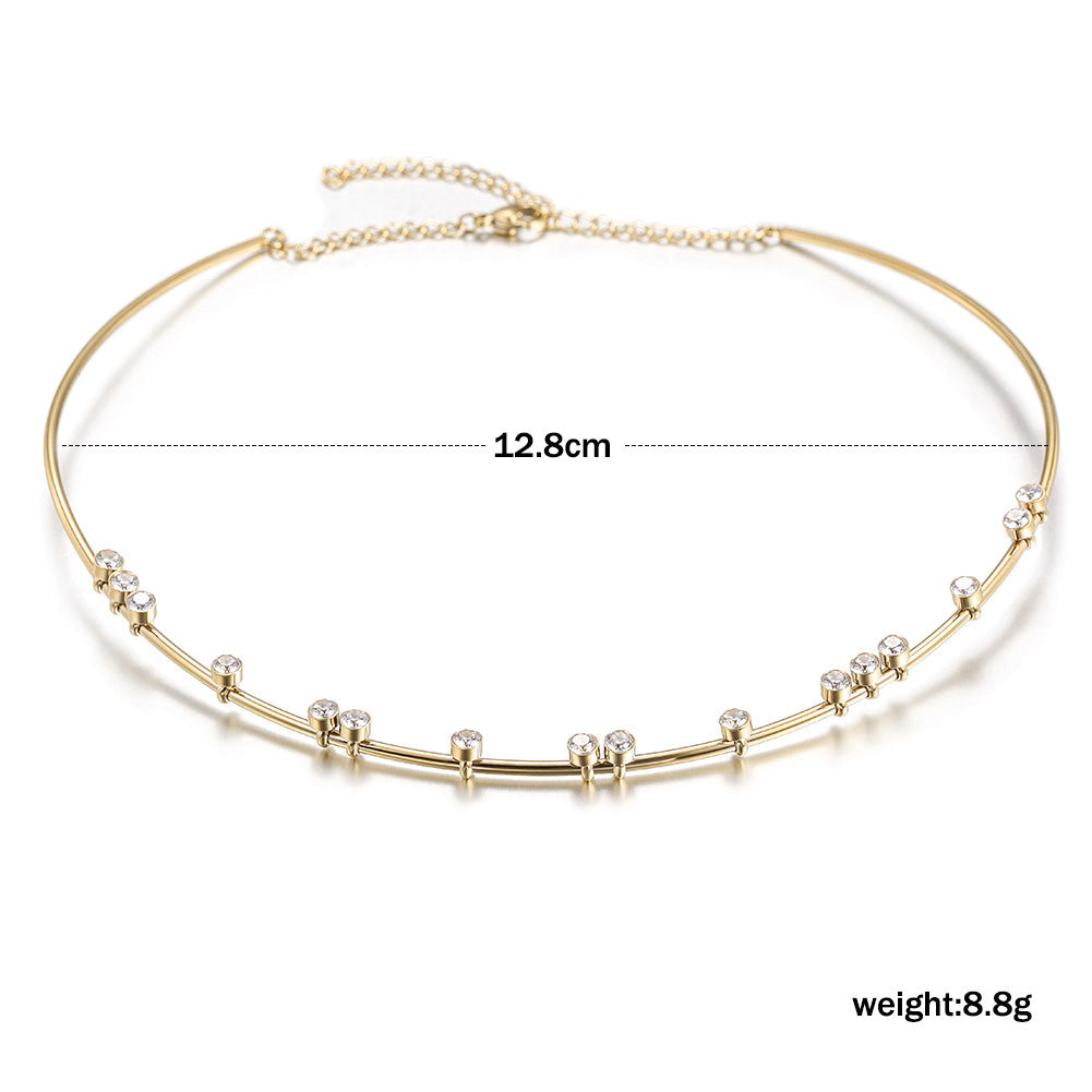 Stainless steel zircon necklace-NSSN545ST