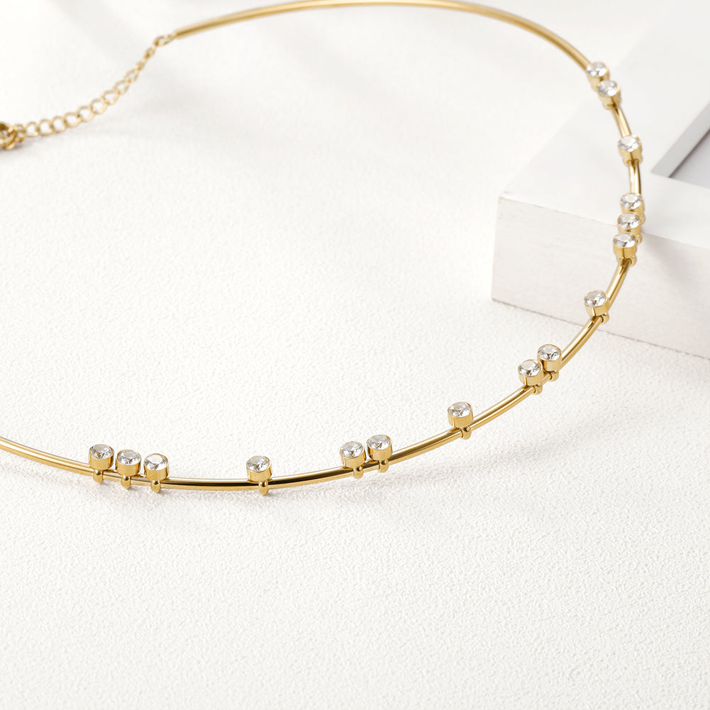 Stainless steel zircon necklace-NSSN545ST