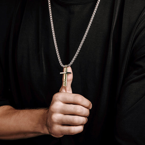 Stainling Steel Men Cross Necklace - NSSN589ST