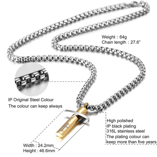 Stainling Steel Men Cross Necklace - NSSN589ST